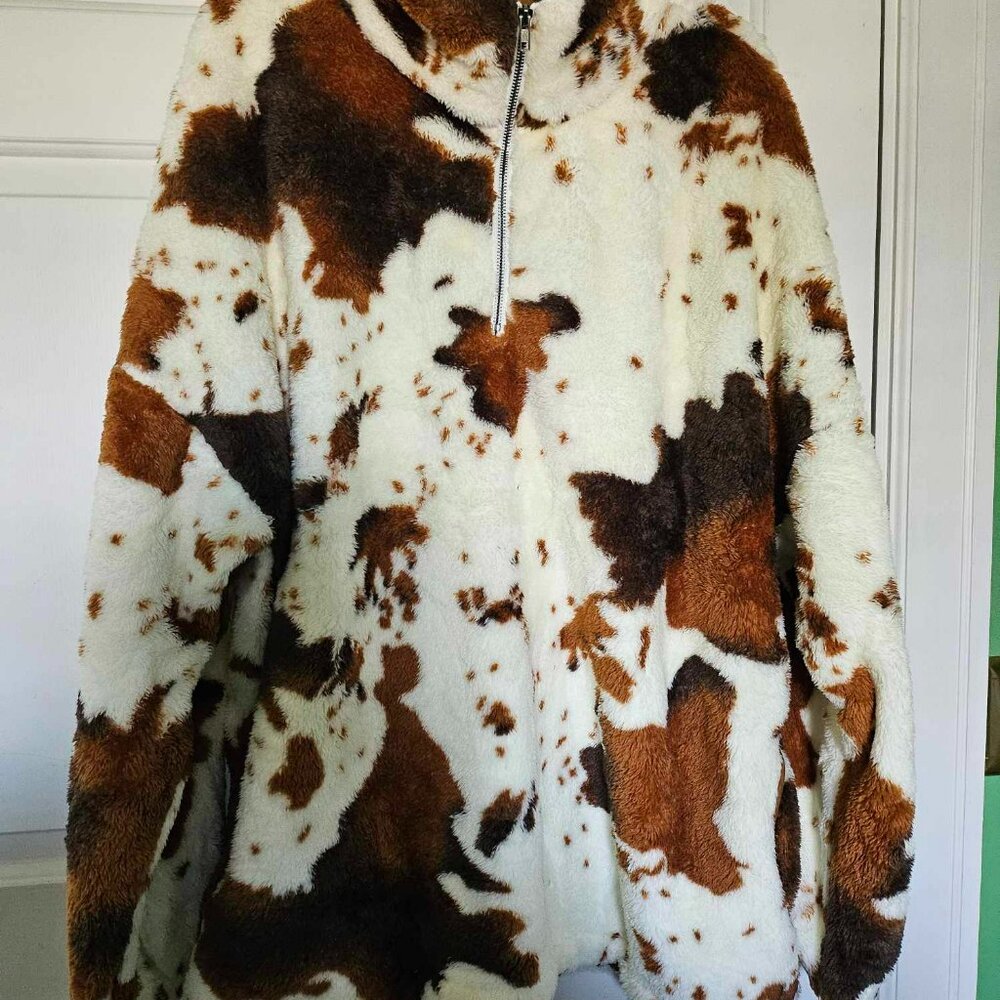 Quarter zip Cowhide Sherpa Pullover Jacket - 3X